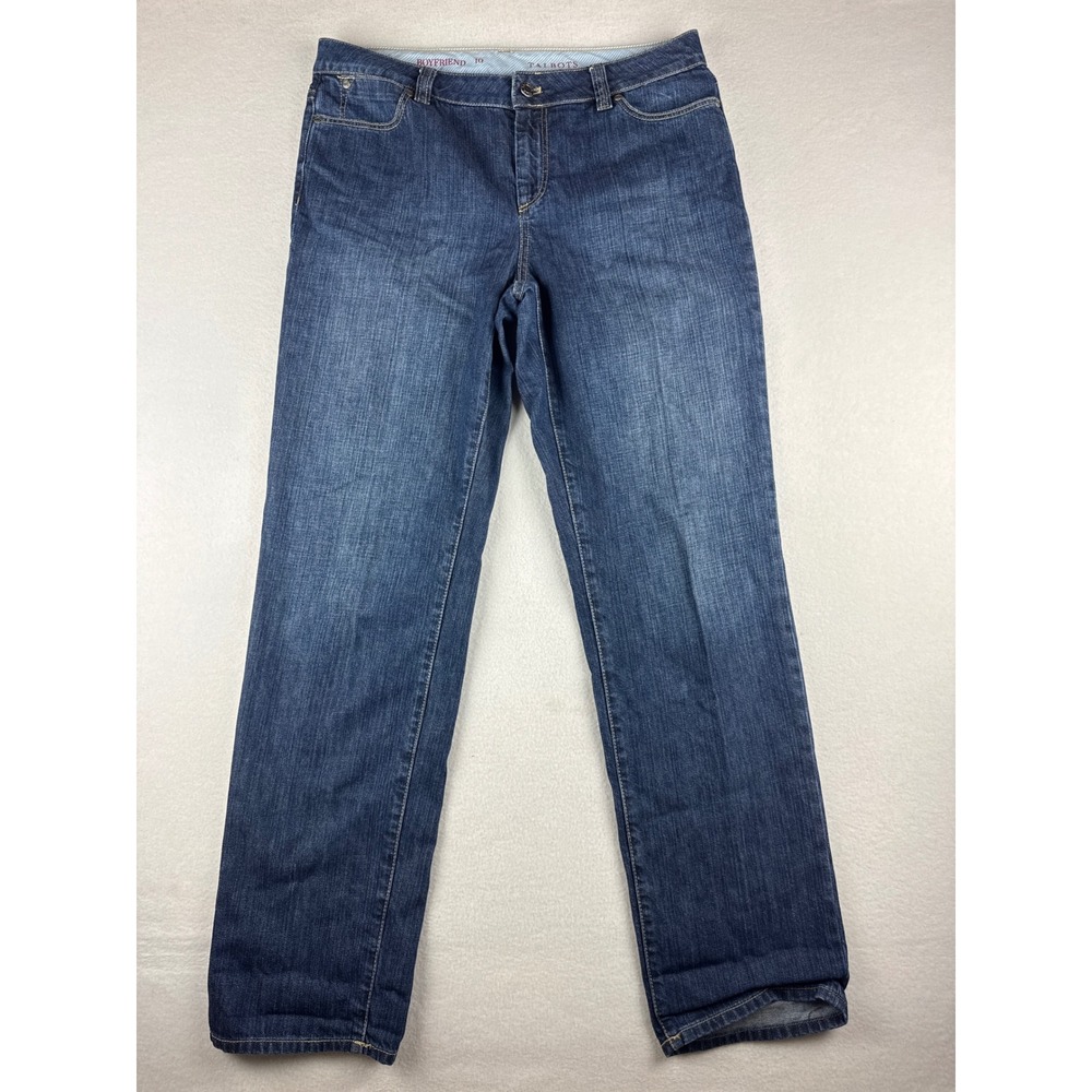 Talbots Boyfriend Jeans Women's 10 Dark Wash Straight Leg Preppy Casual Denim
